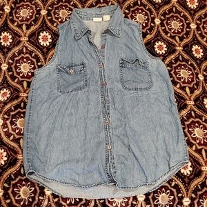 Button up denim vest top